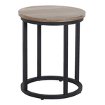 Beistelltisch 2er Set dunkler Holzfarbton / schwarz rund DIXIE