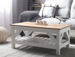 Couchtisch weiss / heller Holzfarbton rechteckig 100 x 60 cm SAVANNAH