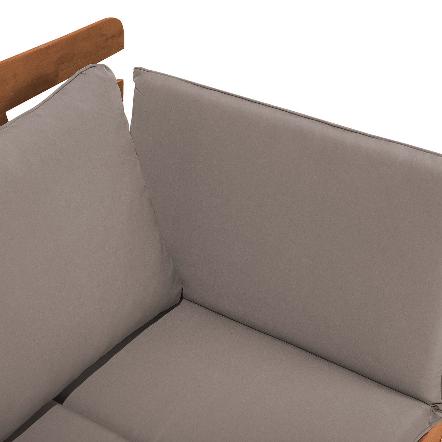 Gartenbank mit Auflage PORTICI 210 cm Eukalyptusholz Hellbraun / Taupe