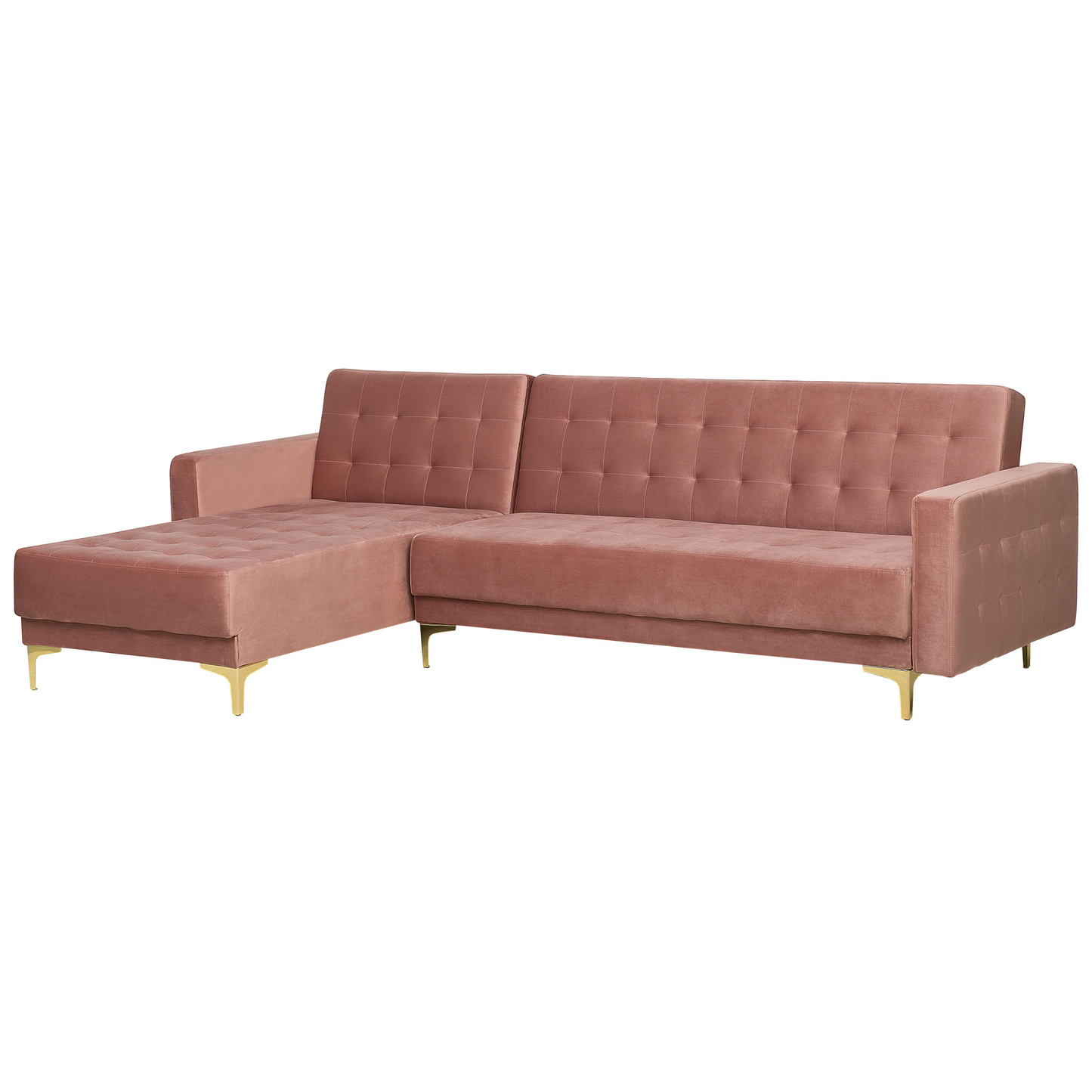 Ecksofa rechtsseitig Samtstoff rosa Schlaffunktion ABERDEEN
