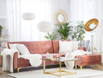 Ecksofa linksseitig Samtstoff rosa Schlaffunktion ABERDEEN