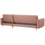 Ecksofa linksseitig Samtstoff rosa Schlaffunktion ABERDEEN