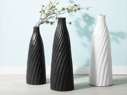 Terrakotta Dekovase 45 cm Schwarz Silber FLORENTIA