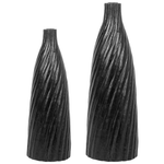 Terrakotta Dekovase 45 cm Schwarz Silber FLORENTIA