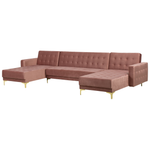 Schlafsofa U-förmig Samtstoff rosa ABERDEEN