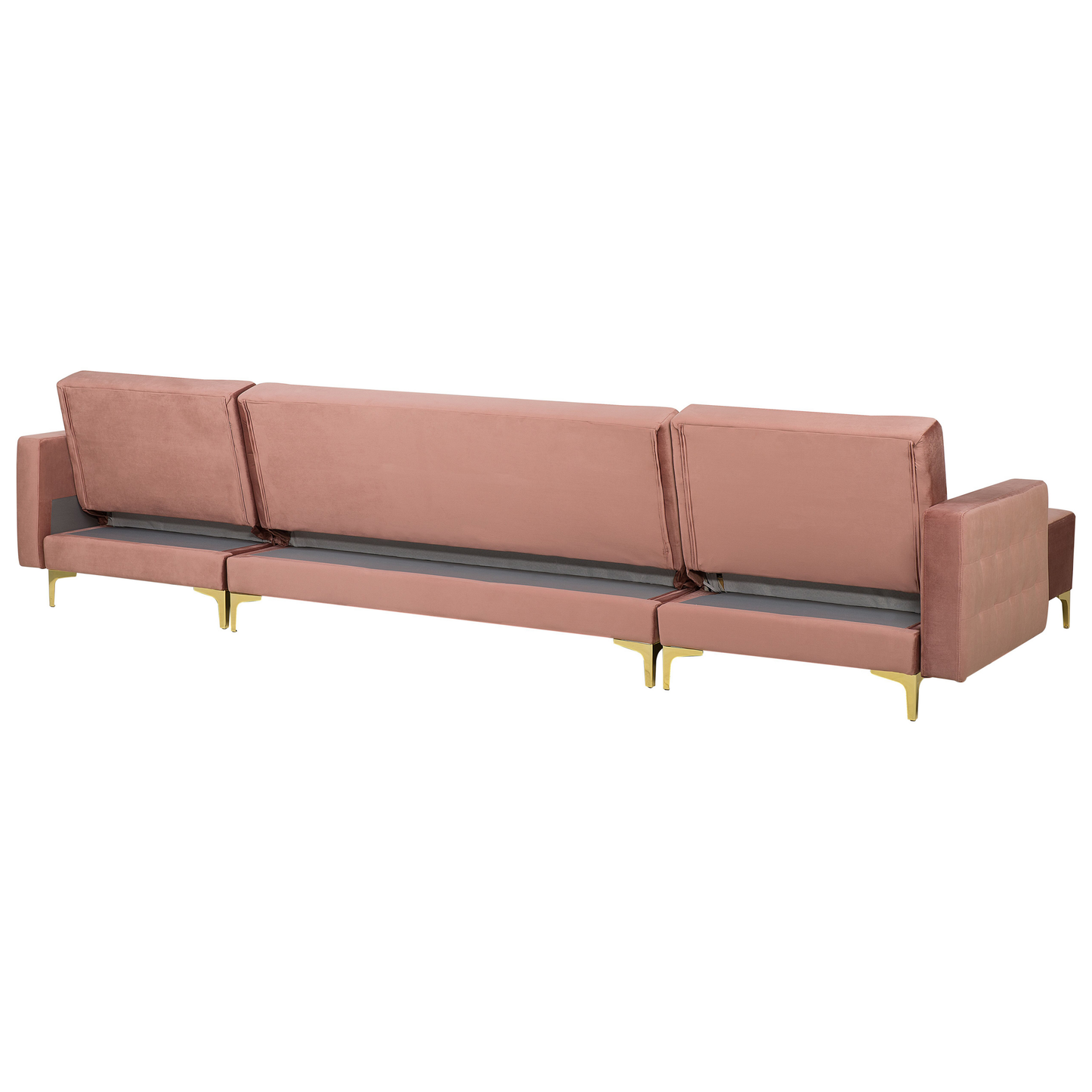 Schlafsofa U-förmig Samtstoff rosa mit Ottomane ABERDEEN