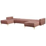 Schlafsofa U-förmig Samtstoff rosa ABERDEEN