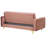 Schlafsofa 3-Sitzer Samtstoff rosa ABERDEEN