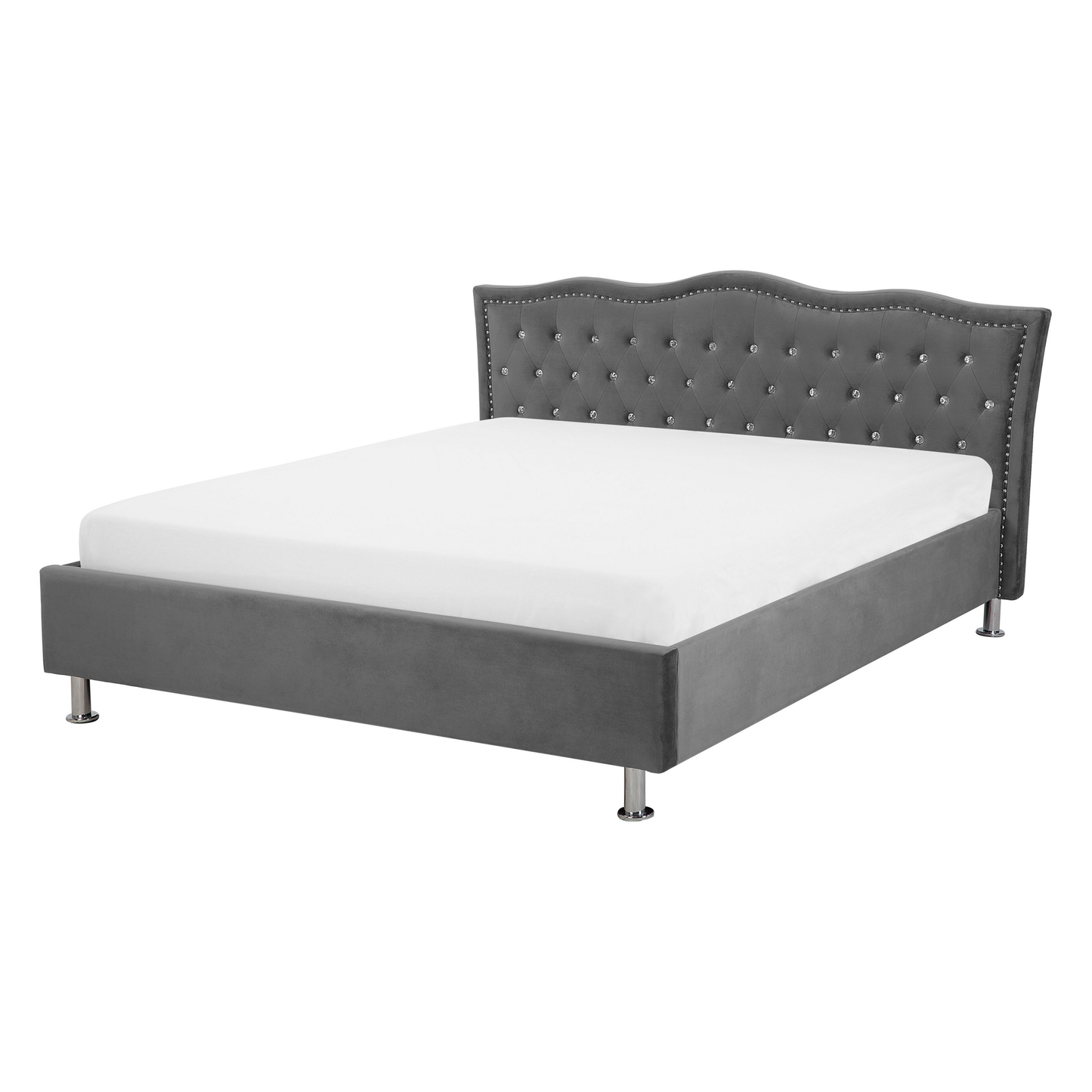 Bett mit Stauraum Samtstoff METZ 140 x 200 cm Dunkelgrau