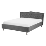 Bett mit Stauraum Samtstoff METZ 140 x 200 cm Dunkelgrau