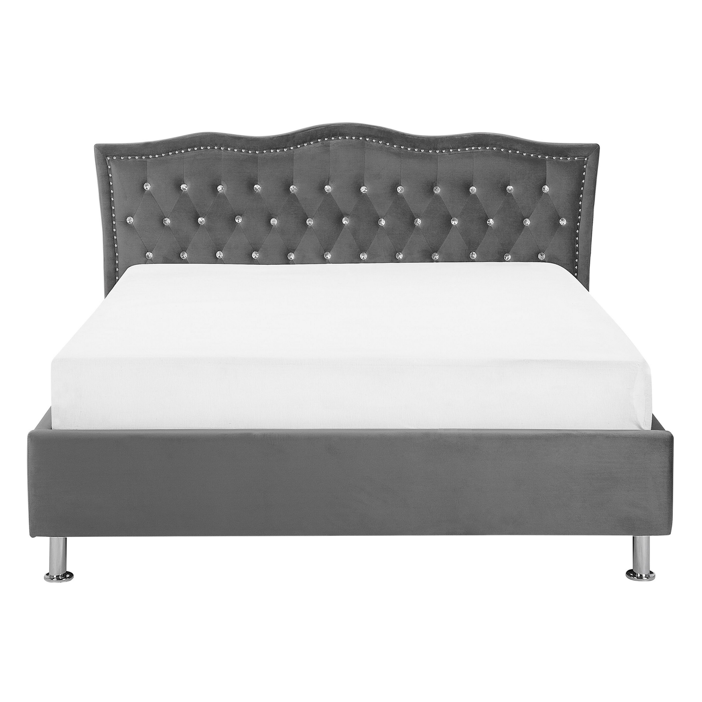 Bett mit Stauraum Samtstoff METZ 140 x 200 cm Dunkelgrau
