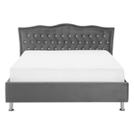Bett mit Stauraum Samtstoff METZ 140 x 200 cm Dunkelgrau
