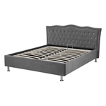 Bett mit Stauraum Samtstoff METZ 140 x 200 cm Dunkelgrau