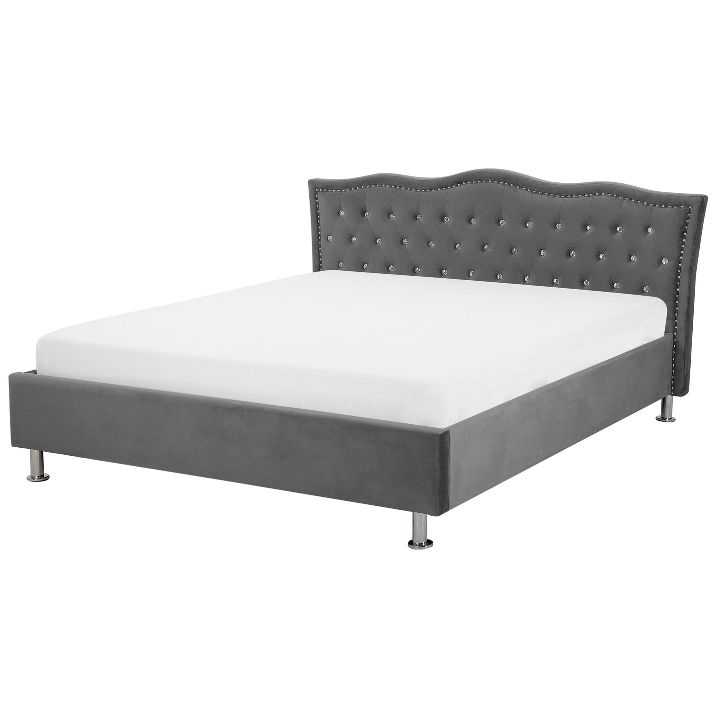 Bett mit Stauraum Samtstoff METZ 160 x 200 cm Dunkelgrau