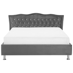 Bett mit Stauraum Samtstoff METZ 160 x 200 cm Dunkelgrau