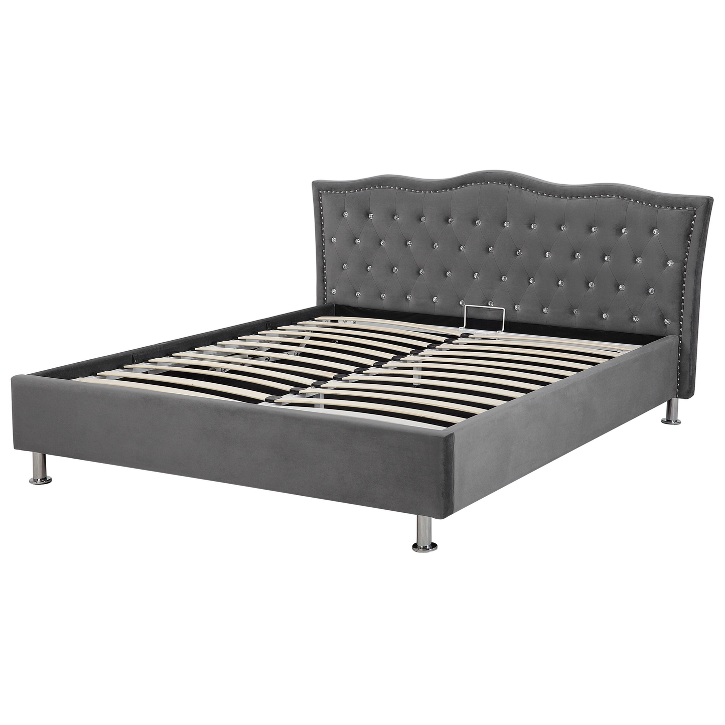 Bett mit Stauraum Samtstoff METZ 160 x 200 cm Dunkelgrau