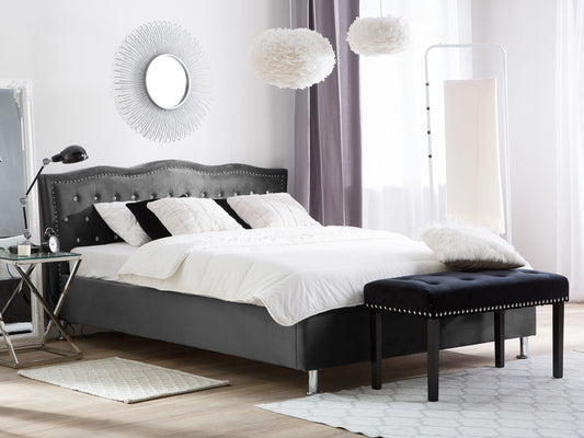 Bett mit Lattenrost Samtstoff METZ 180 x 200 cm Dunkelgrau