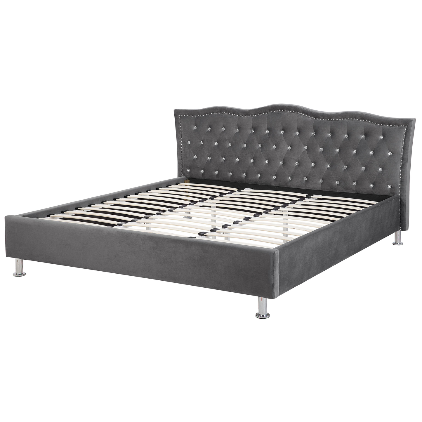 Bett mit Lattenrost Samtstoff METZ 180 x 200 cm Dunkelgrau
