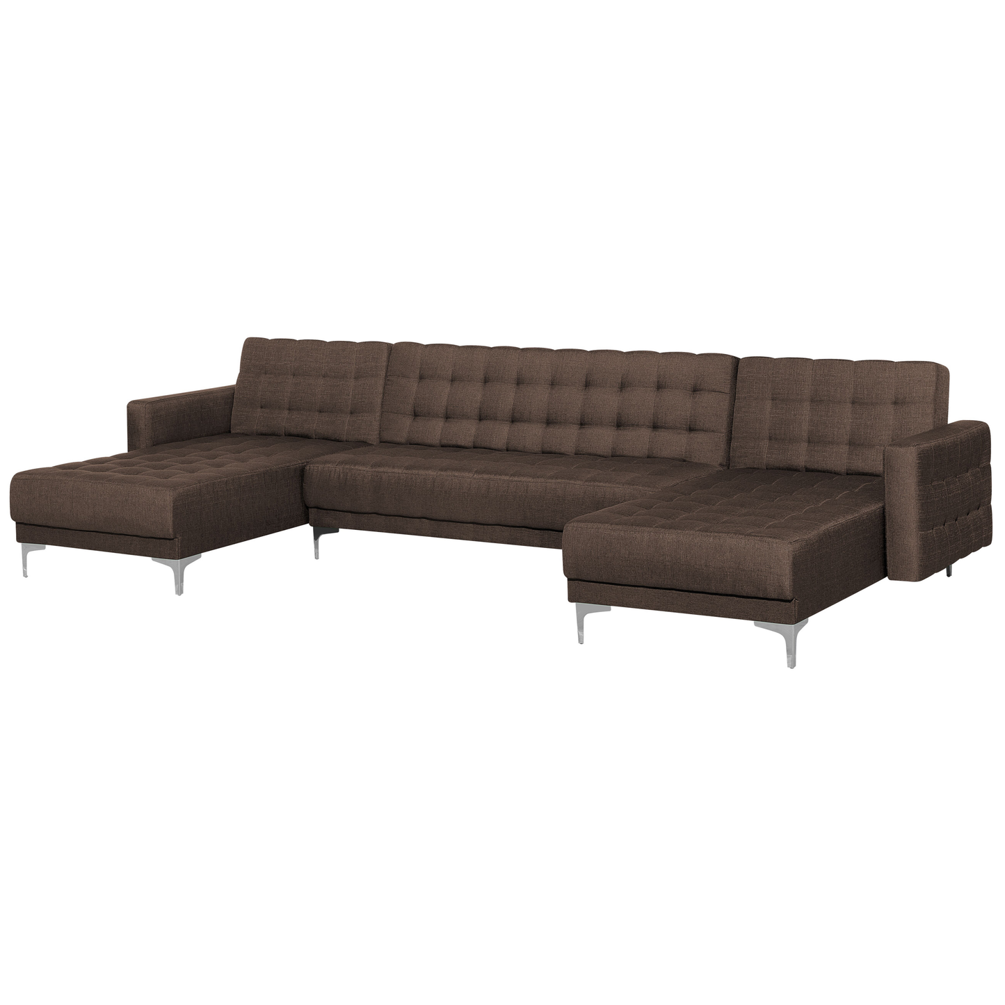 Schlafsofa U-förmig Polsterbezug dunkelbraun ABERDEEN
