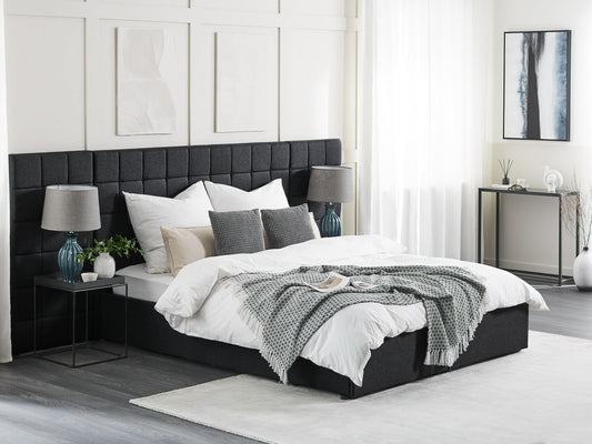 Bett mit Schubladen Stoff MILLAU 160 x 200 cm Dunkelgrau