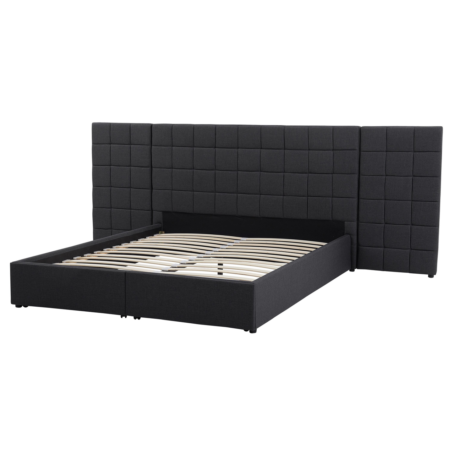 Bett mit Schubladen Stoff MILLAU 160 x 200 cm Dunkelgrau