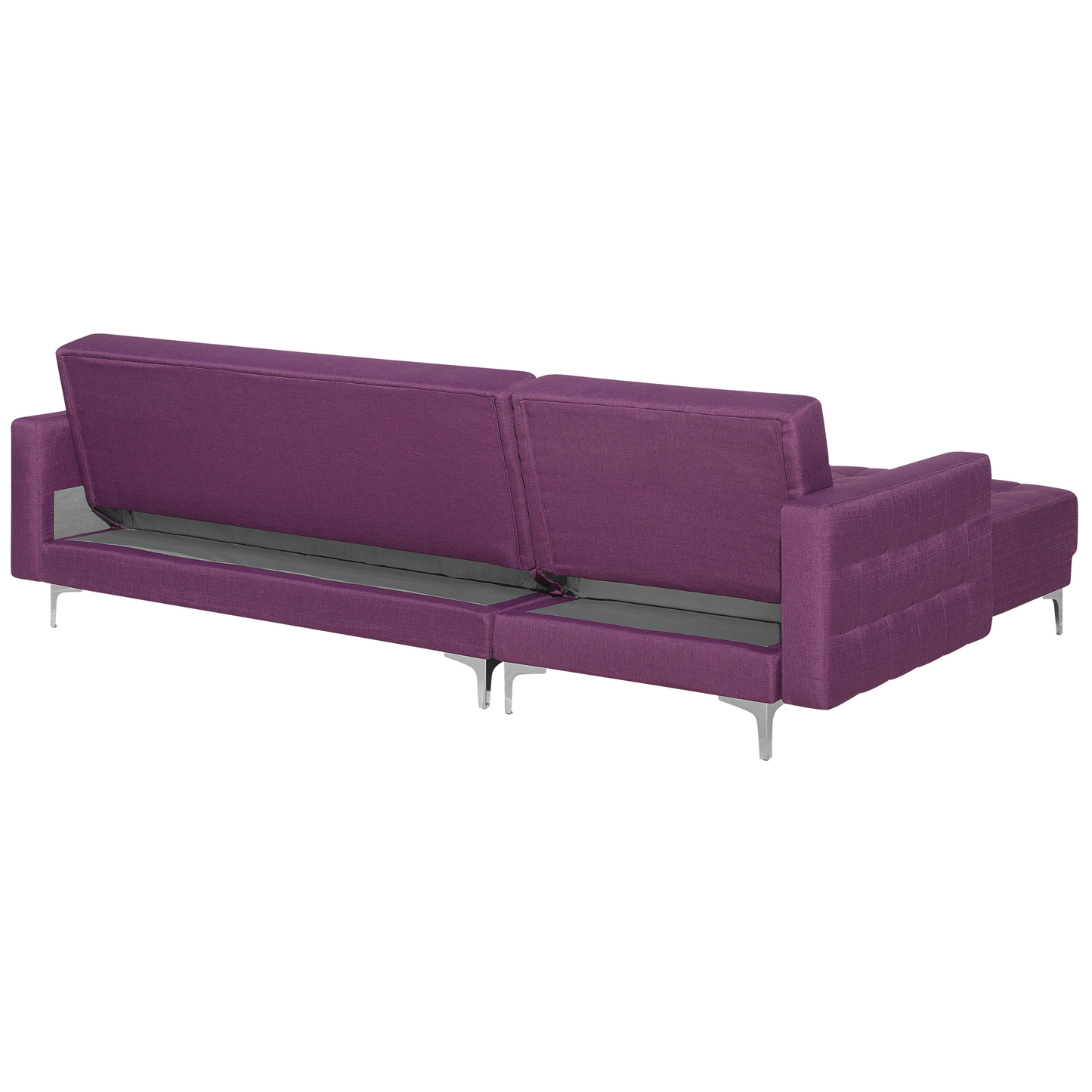 Schlafsofa Polsterbezug violett rechtsseitig mit Ottomane ABERDEEN