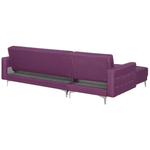 Schlafsofa Polsterbezug violett rechtsseitig mit Ottomane ABERDEEN