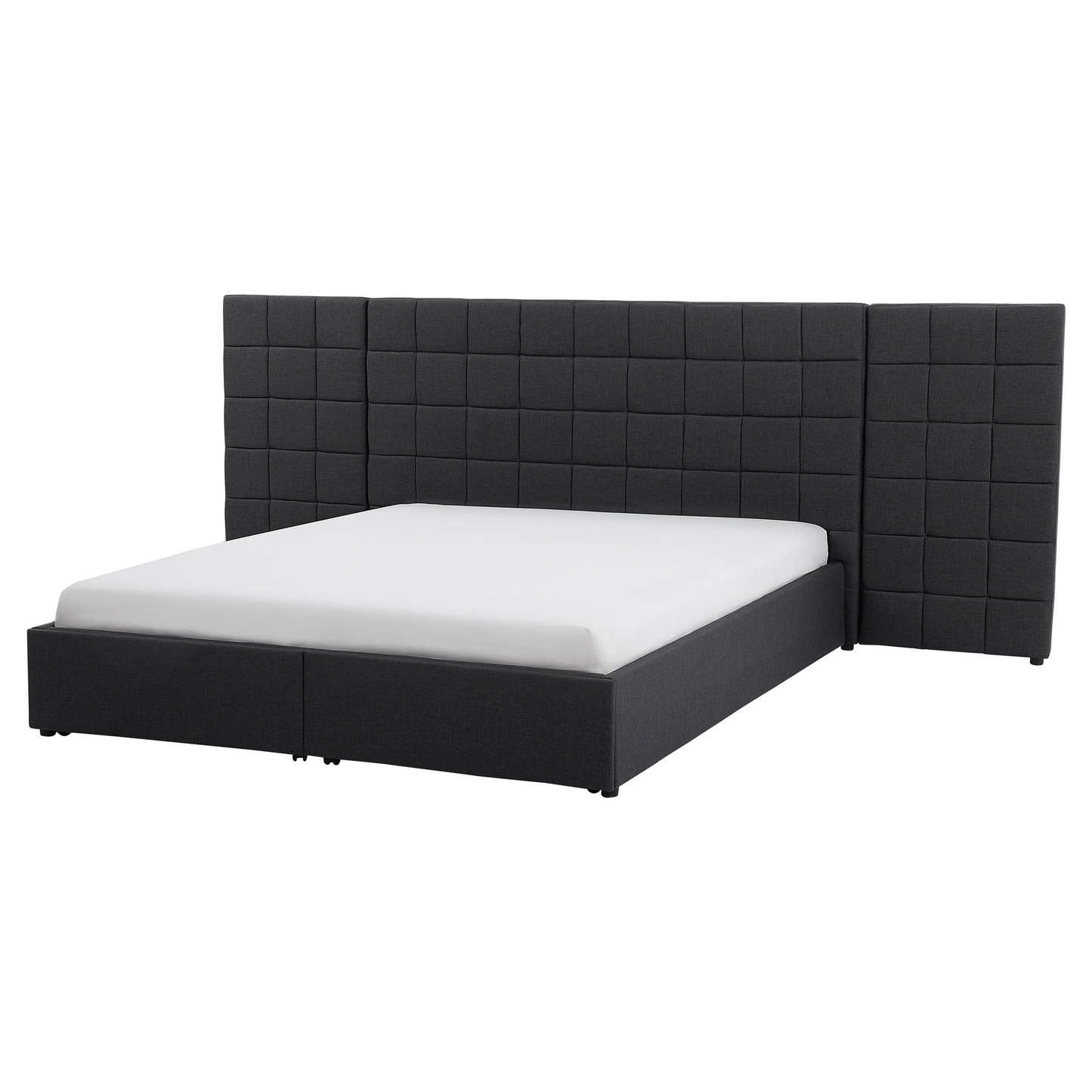 Bett mit Schubladen Stoff MILLAU 160 x 200 cm Dunkelgrau