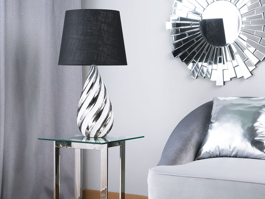 Tischlampe schwarz / silber 65 cm Kegelform VISELA