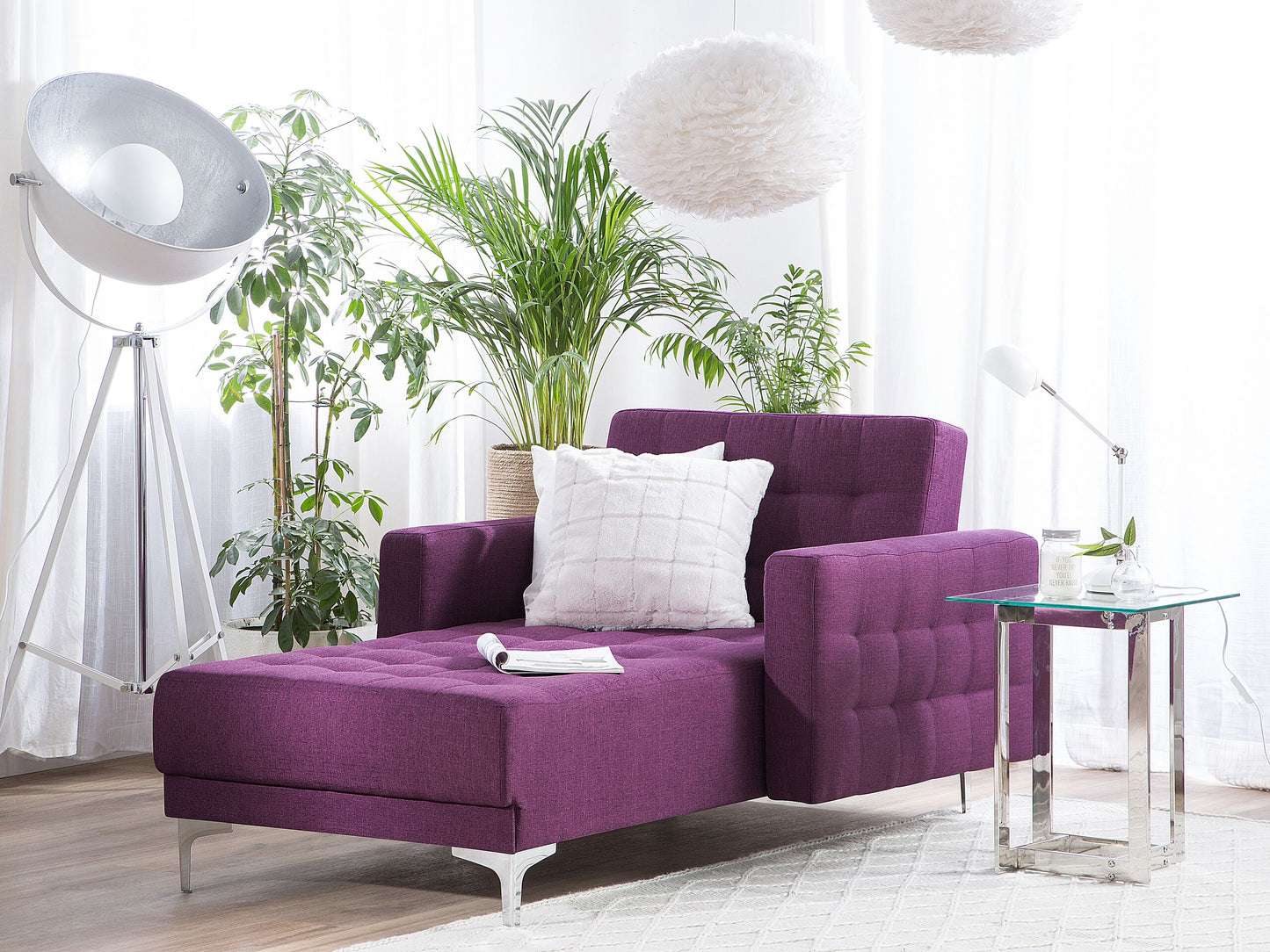 Chaiselongue Polsterbezug violett / silber ABERDEEN