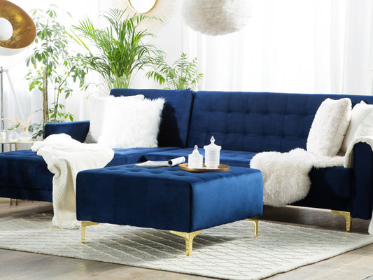 Ottomane ABERDEEN Samtstoff Marineblau