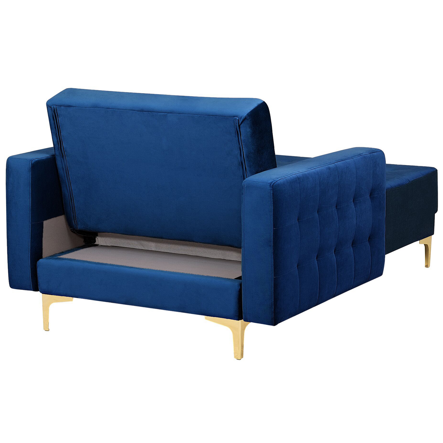 Chaiselongue Samtstoff marineblau / gold ABERDEEN