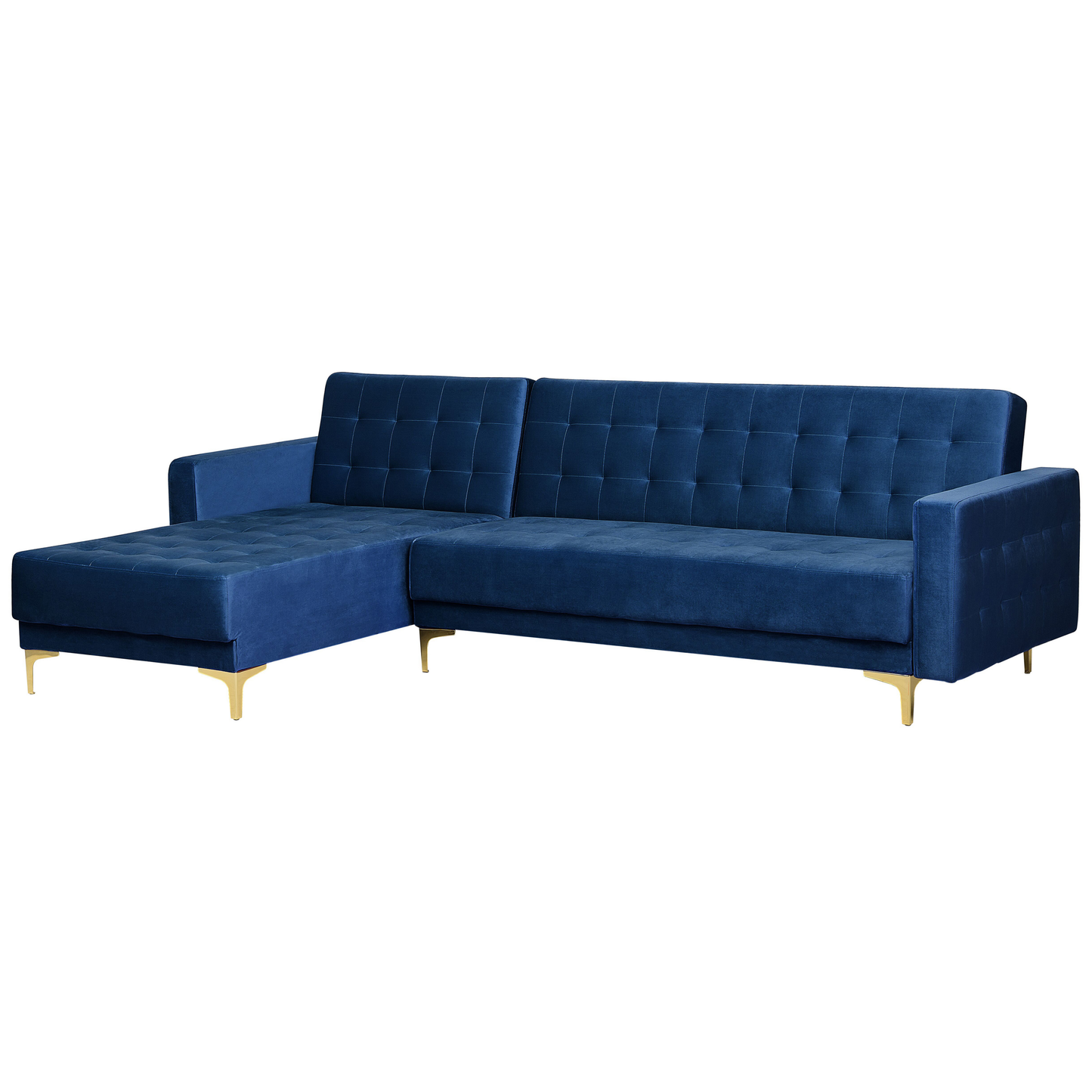 Ecksofa rechtsseitig Samtstoff marineblau Schlaffunktion ABERDEEN