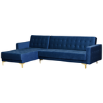 Ecksofa rechtsseitig Samtstoff marineblau Schlaffunktion ABERDEEN
