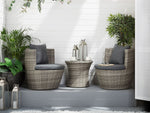 Bistro Set inkl. Kissen CAPRI Polyrattan Grau