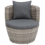 Bistro Set inkl. Kissen CAPRI Polyrattan Grau