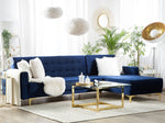Ecksofa linksseitig Samtstoff marineblau Schlaffunktion ABERDEEN