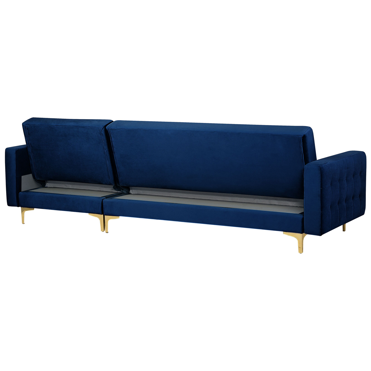 Ecksofa linksseitig Samtstoff marineblau Schlaffunktion ABERDEEN