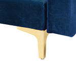 Schlafsofa Samtstoff marineblau linksseitig mit Ottomane ABERDEEN