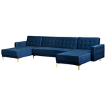 Schlafsofa U-förmig Samtstoff marineblau ABERDEEN