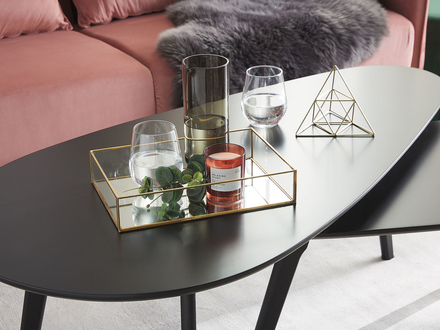 Dekotablett transparent / gold Spiegeleffekt 30 x 20 cm GRENOBLE