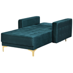 Chaiselongue Samtstoff blaugrün / gold ABERDEEN