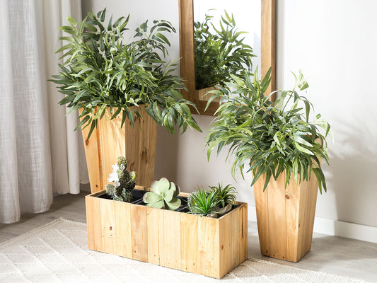 Blumentopf Holz hellbraun rechteckig 66 x 24 x 24 cm TRIKALA