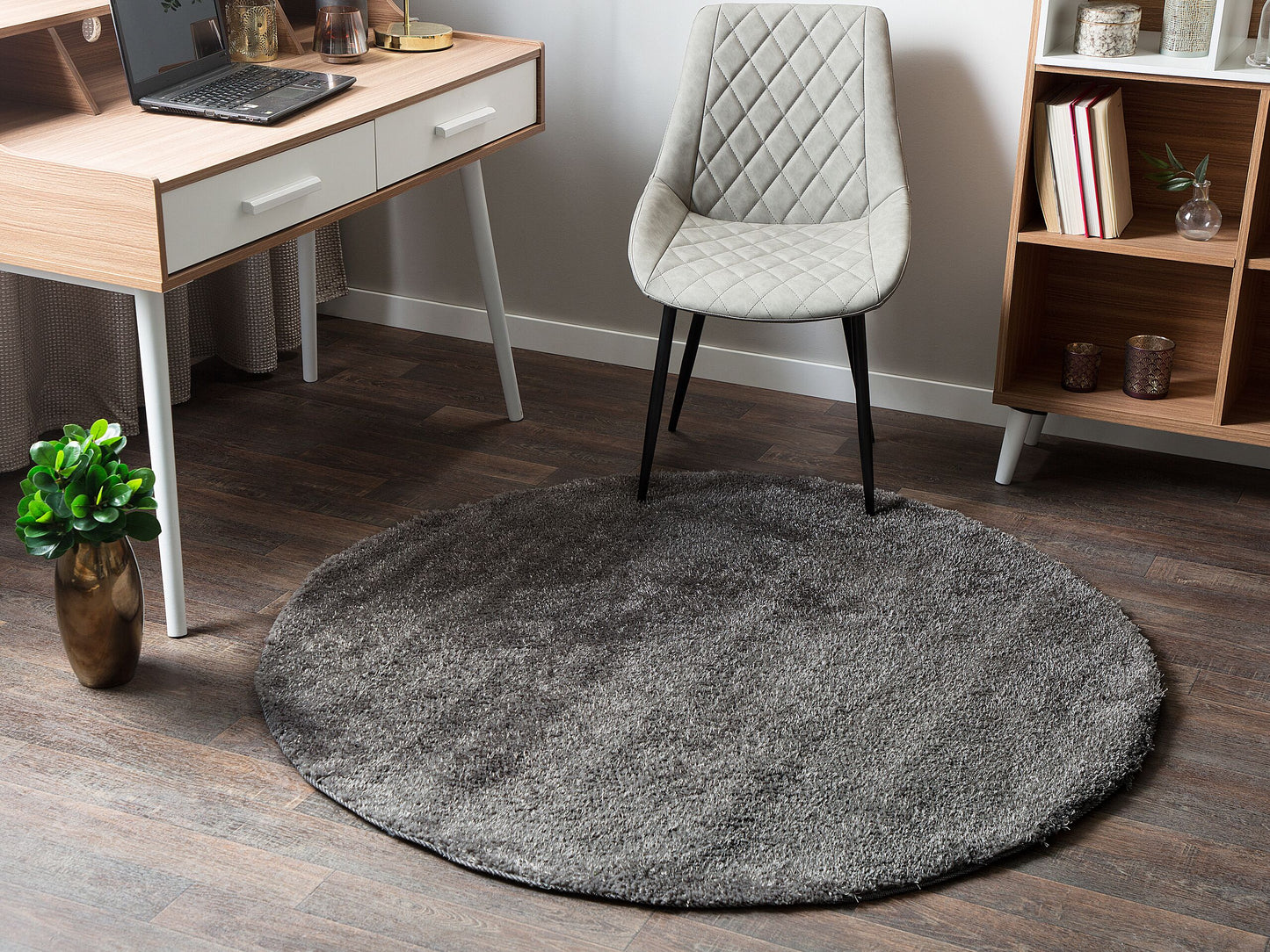 Teppich dunkelgrau ⌀ 140 cm Shaggy DEMRE