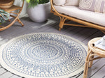 Outdoor Teppich blau / weiss ⌀ 140 cm zweiseitig YALAK