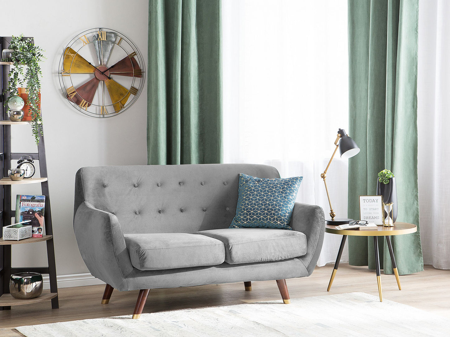 2-Sitzer Sofa Samtstoff grau BODO