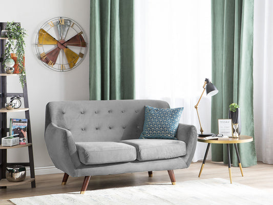 2-Sitzer Sofa Samtstoff grau BODO