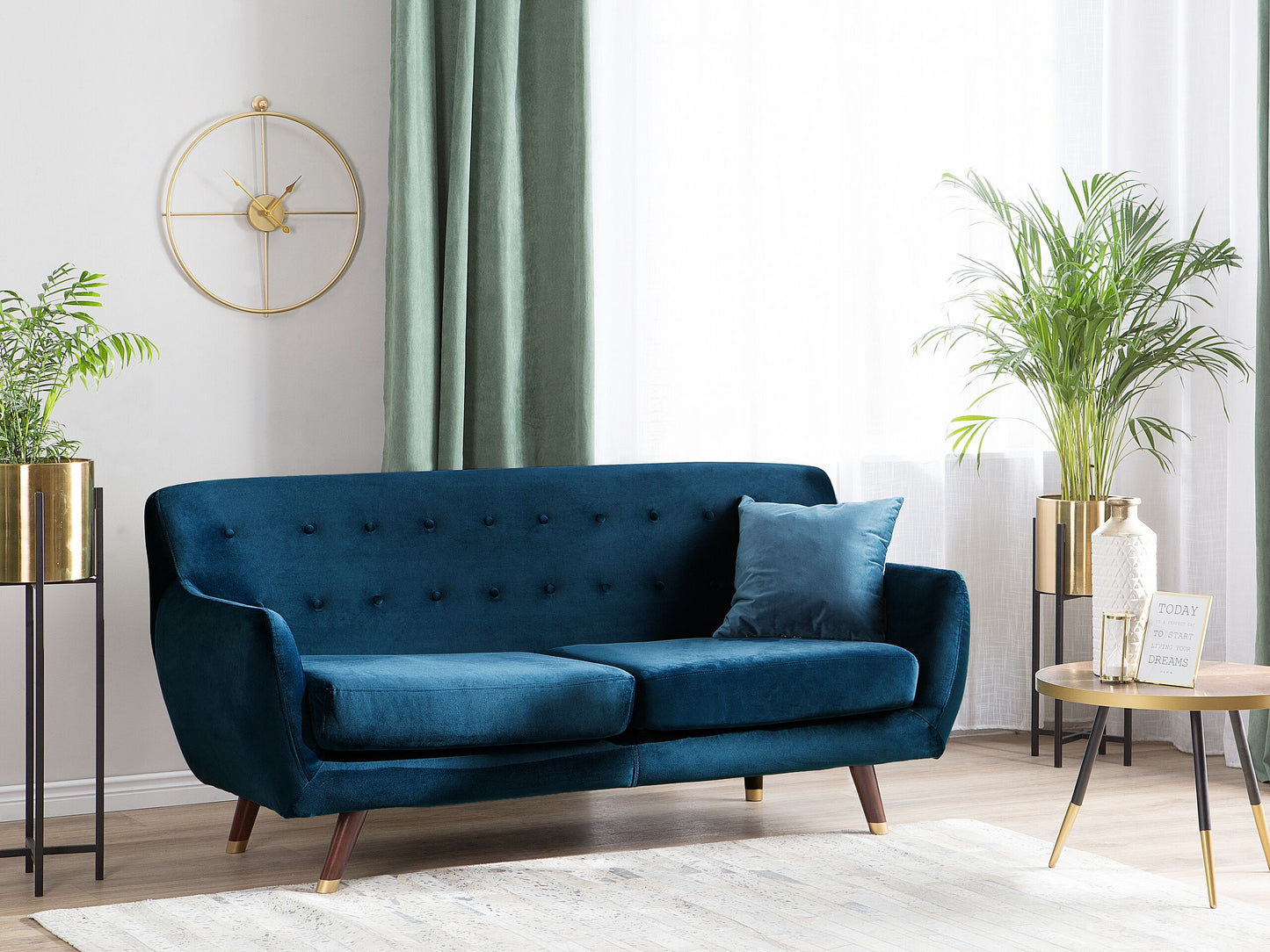 3-Sitzer Sofa Samtstoff marineblau BODO