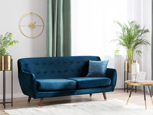 3-Sitzer Sofa Samtstoff marineblau BODO