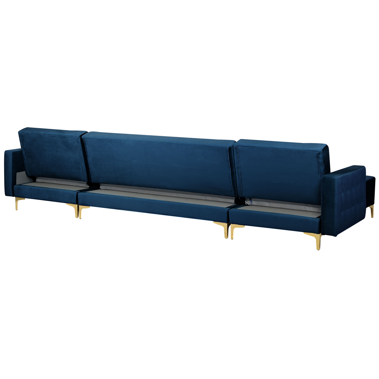 Schlafsofa U-förmig Samtstoff Marineblau mit Ottomane ABERDEEN